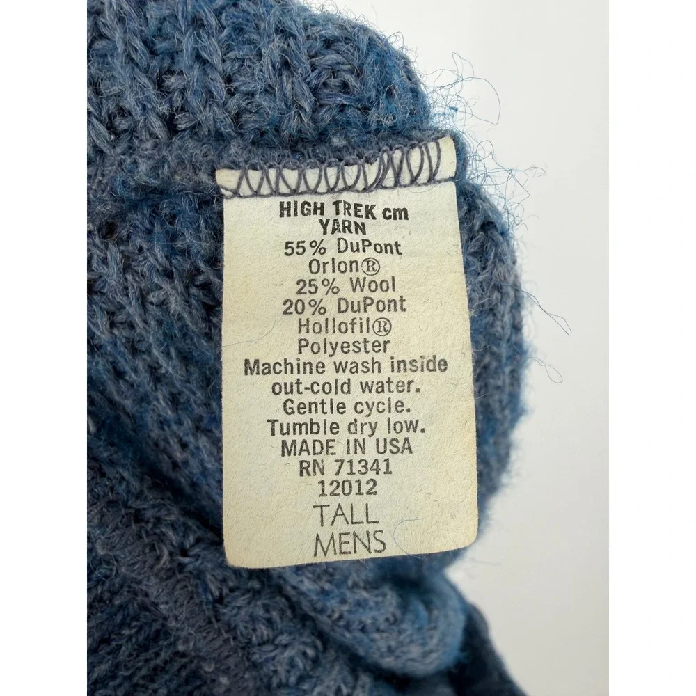 Vtg LL Bean High Trek Wool Yarn Knit Sweater Mens Medium Tall Blue Marl USA